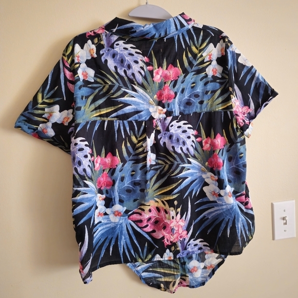 Harlow Women's Tropical Hawaiian Print Camp Tie Up Shirt Size XL - Picture 6 of 9
